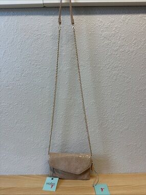 HOBO Shimmery Beige-Taupe Chain Crossbody